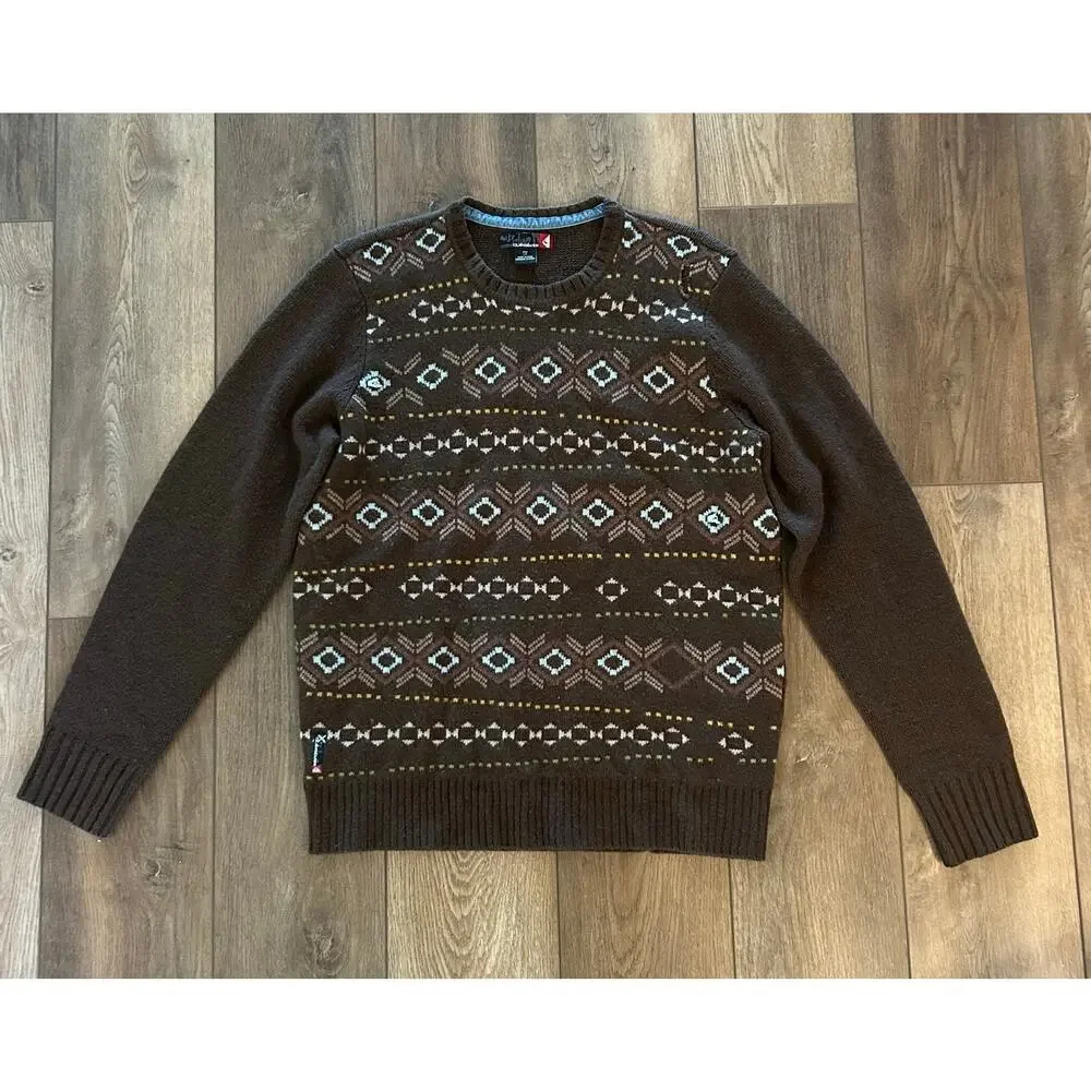 Vintage Quiksilver Lambswool Surf Sweater Men’s Large Brown 90s Grunge Skater